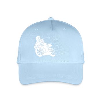 Weißer Biker und Geschwindigkeit - Kinder Bio Basecap - Hellblau - Vorne