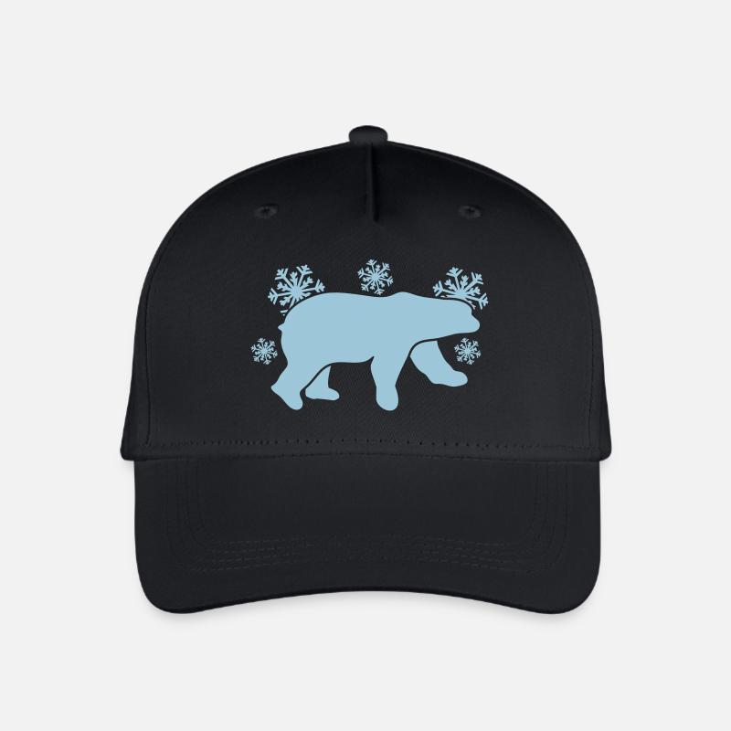 Eisbär mit Winter Schneeflocken - Kinder Bio Basecap - Schwarz