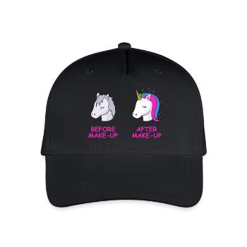 Make-Up Einhorn T-Shirt Geschenk Idee Geburtstag - Kinder Bio Basecap - Schwarz - Vorne