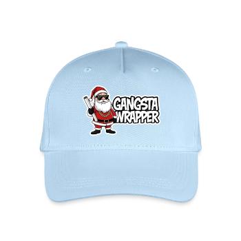 Gangsta Wrapper Santa Weihnachtsdesign - Kinder Bio Basecap - Hellblau - Vorne