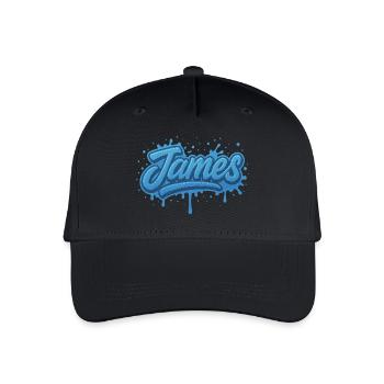 Graffiti Vorname James Gift Ideal Druckbar - Kinder Bio Basecap - Schwarz - Vorne