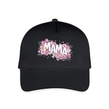 MAMA Fleurs Pastels et Nœuds Roses | Style Chic - Casquette de baseball bio Enfant - noir - Devant