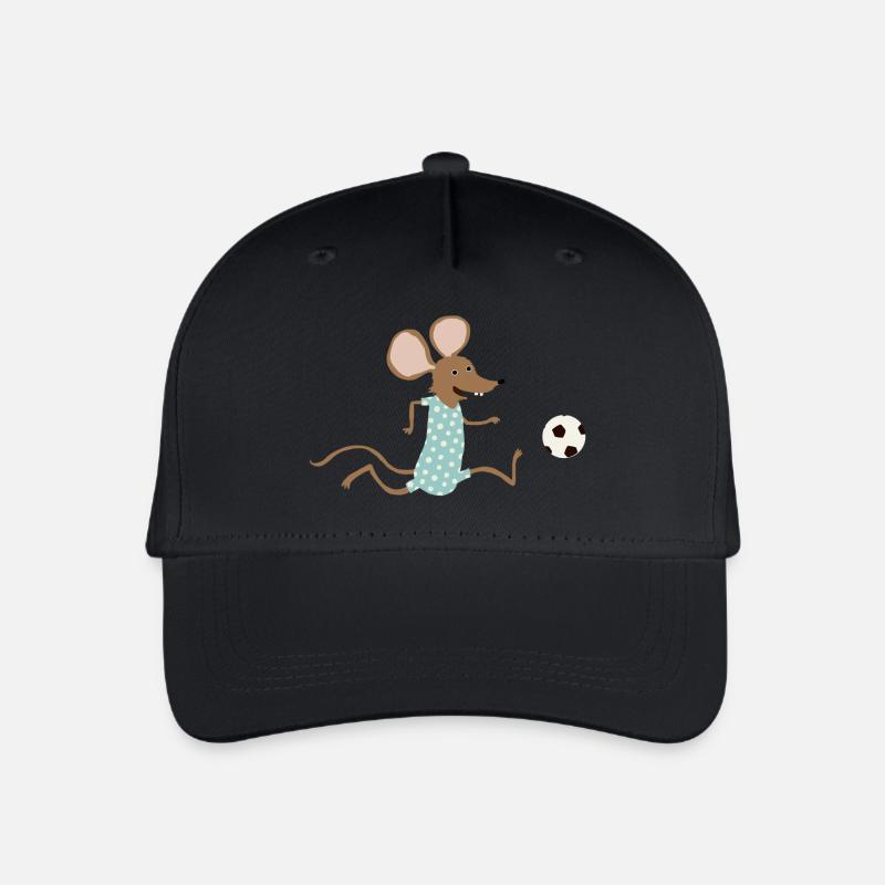 Maus spielt Fussball - Kinder Bio Basecap - Schwarz