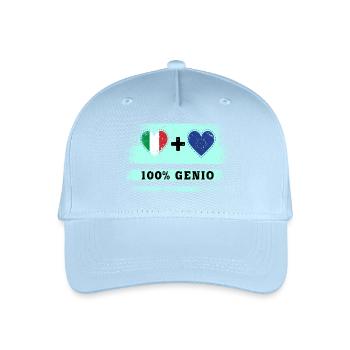 Italien und Europa 100% geniale Flagge - Kinder Bio Basecap - Hellblau - Vorne
