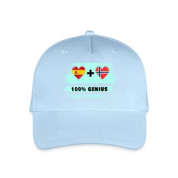 Spanien und Norwegen Flagge 100% genial - Kinder Bio Basecap - Hellblau - Vorne