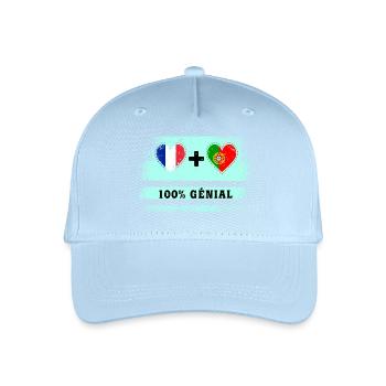 100% tolle Frankreich und Portugal Flagge - Kinder Bio Basecap - Hellblau - Vorne
