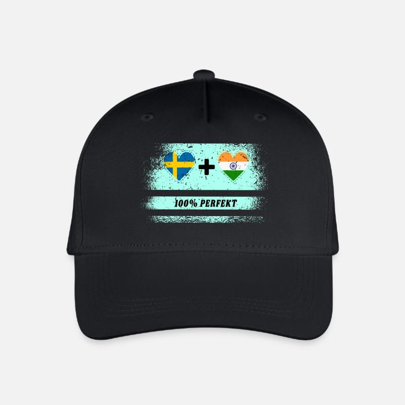 Indien und Schweden 100% perfekt / Geschenk - Kinder Bio Basecap - Schwarz