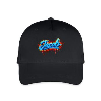 GRAFFITI-NAME JACOB FÜR PERFEKTES GESCHENK DRUCKBAR - Kinder Bio Basecap - Schwarz - Vorne