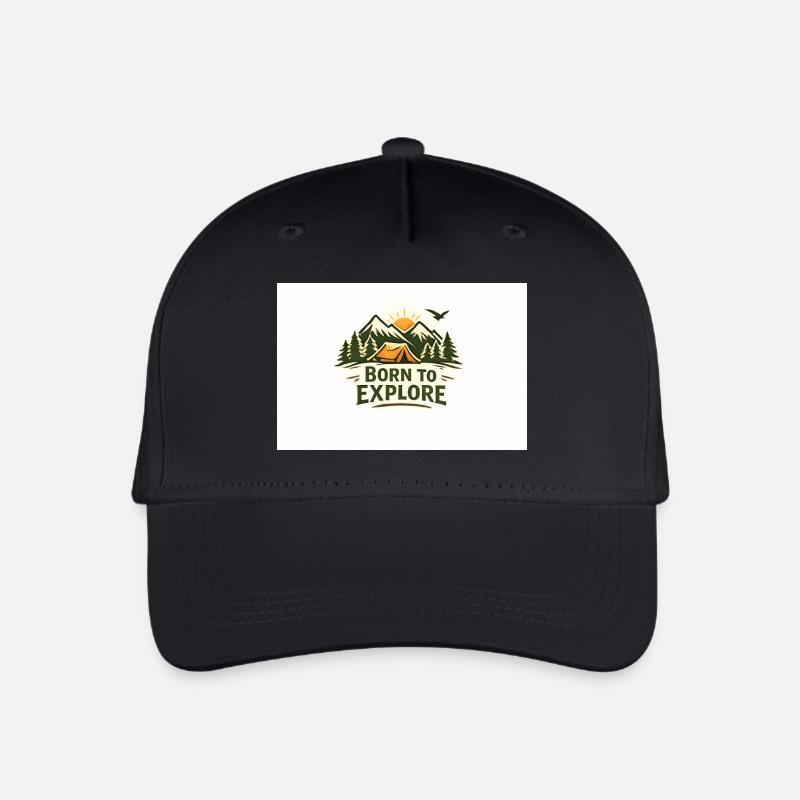 Born to Explore Outdoor Abenteuer - Kinder Bio Basecap - Schwarz