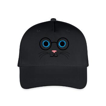 Katze Brille - Kinder Bio Basecap - Schwarz - Vorne