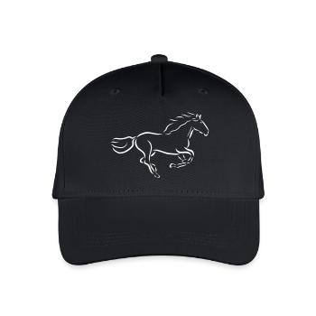 galoppierendes Pferd Hengst Stute reiten Zeichnung - Kinder Bio Basecap - Schwarz - Vorne