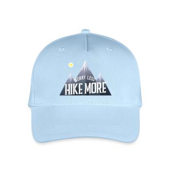 "Sorge weniger Wandern mehr" Wanderer T-Shirt - Kinder Bio Basecap - Hellblau - Vorne
