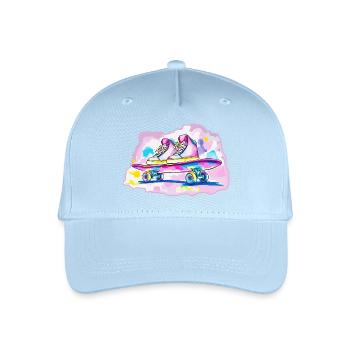 Skateboard mit Schuhe - Kinder Bio Basecap - Hellblau - Vorne