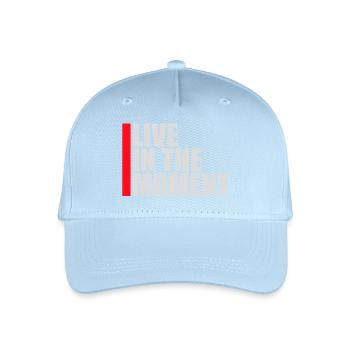Live In The Moment Achtsamkeit Präsenz Bewusstsein - Kinder Bio Basecap - Hellblau - Vorne