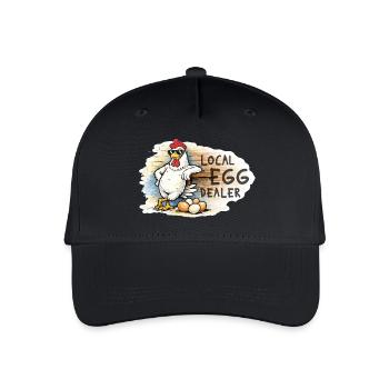 Frecher Hahn – Lustiges Hühnerhof Motiv - Kinder Bio Basecap - Schwarz - Vorne