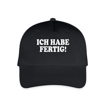 Ich habe fertig - Kinder Bio Basecap - Schwarz - Vorne