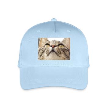 Katzengesicht von Minka - Kinder Bio Basecap - Hellblau - Vorne