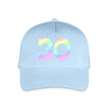 feiern, 30 pastell Verlauf - Kinder Bio Basecap - Hellblau - Vorne