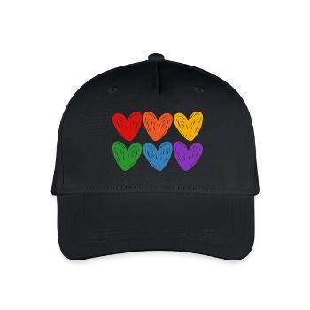 LGBTQIA rainbow hearts - Organic Kids’ Baseball Cap - black - Front