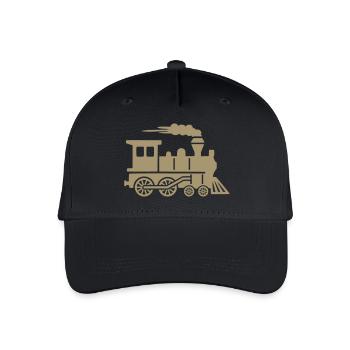 Dampflok Lokomotive Eisenbahn Zug Silhouette Lok - Kinder Bio Basecap - Schwarz - Vorne