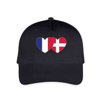 France Denmark Flag Heart - Organic Kids’ Baseball Cap - black - Front
