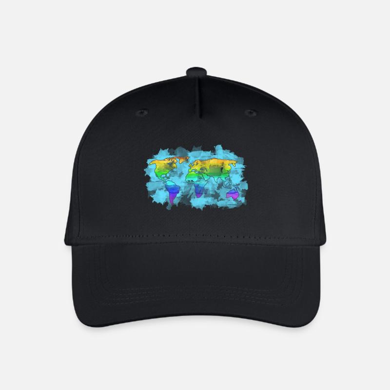 Weltkarte - Kinder Bio Basecap - Schwarz