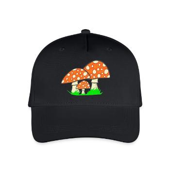 naturgrafik, Fliegenpilze, tolle Waldmotive - Kinder Bio Basecap - Schwarz - Vorne