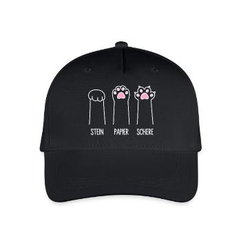 Katze Pfote Katzenpfoten Spiel Stein Papier Schere - Kinder Bio Basecap - Schwarz - Vorne
