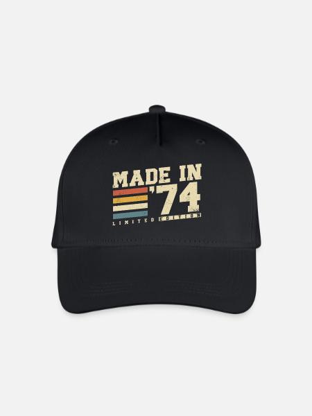 1974 Jahrgang geboren Vintage Retro Geburtstag - Kinder Bio Basecap - Schwarz