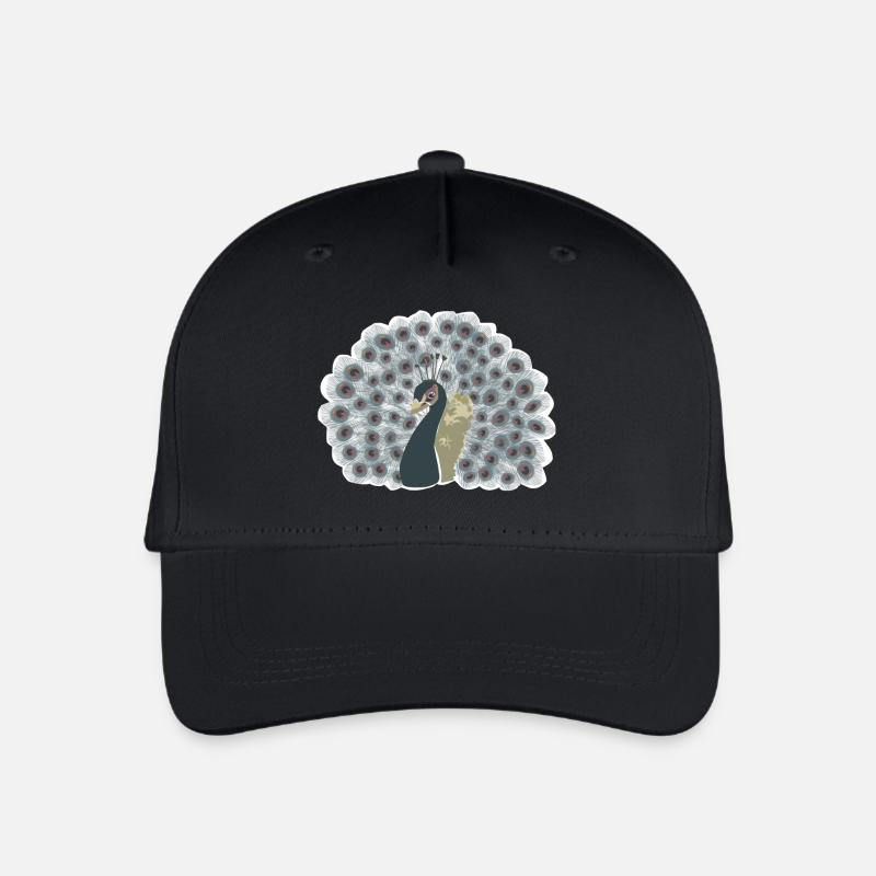 Pfau mit Rad - Kinder Bio Basecap - Schwarz