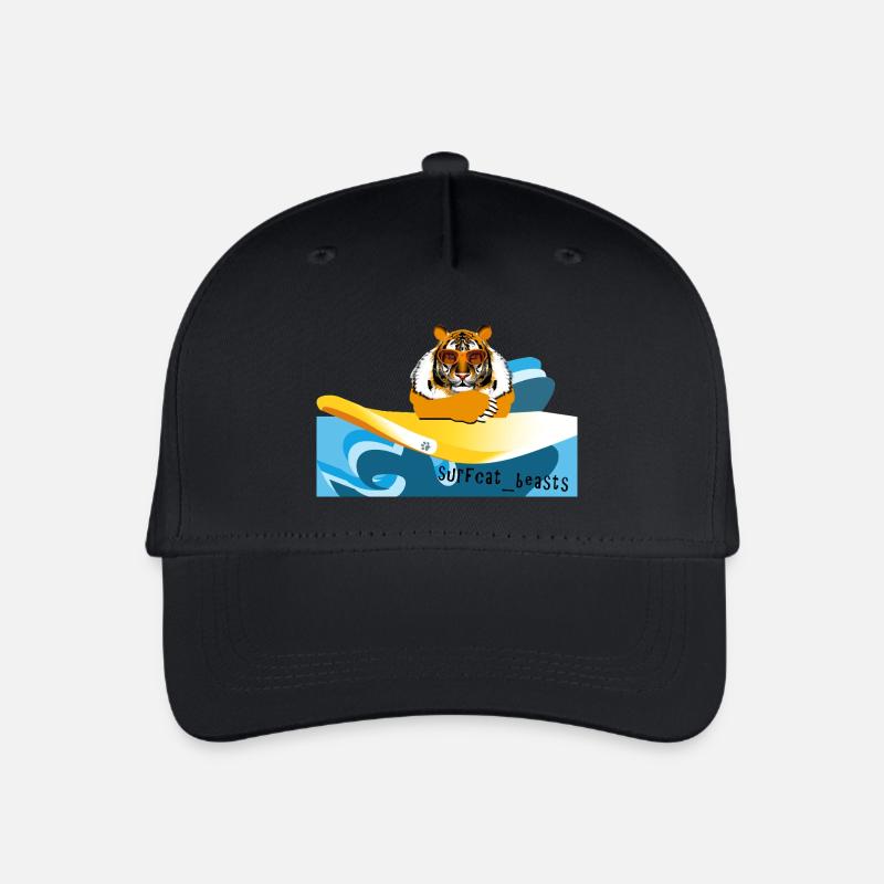 Tiger auf einem Surfbrett - Kinder Bio Basecap - Schwarz