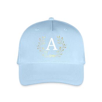 Buchstabe mit goldener Krone - Kinder Bio Basecap - Hellblau - Vorne