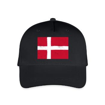 Flagge von Dänemark – Nationalfarben von Dänemark - Kinder Bio Basecap - Schwarz - Vorne