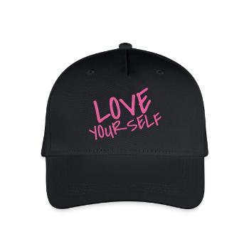 Love Your Self – Pink Selflove Statement - Kinder Bio Basecap - Schwarz - Vorne
