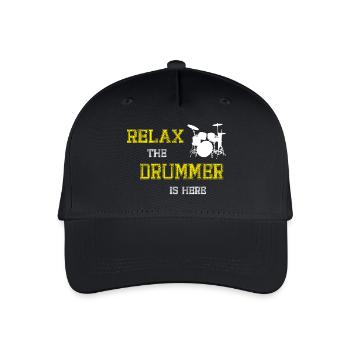 Relax Drummer - Kinder Bio Basecap - Schwarz - Vorne