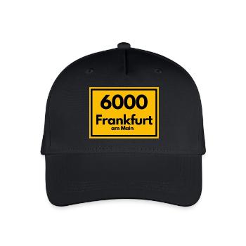 Ortsschild - damals Retro urban PLZ 6000 Frankfurt - Kinder Bio Basecap - Schwarz - Vorne