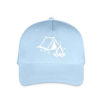 Zelt Lagerfeuer Camping - Kinder Bio Basecap - Hellblau - Vorne