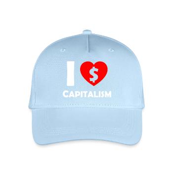 Ich liebe Kapitalismus Herz Dollar - Kinder Bio Basecap - Hellblau - Vorne