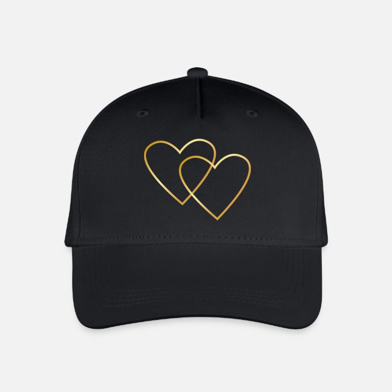 Zwei goldene Herzen - Kinder Bio Basecap - Schwarz