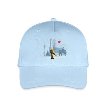 Skyline Munich with Munich Kindl and Heart - Organic Kids’ Baseball Cap - light blue - Front