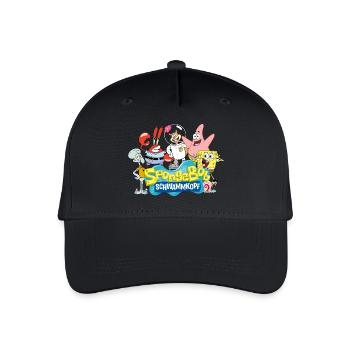 SpongeBob Schwammkopf Logo Patrick Thaddäus Krabs - Kinder Bio Basecap - Schwarz - Vorne