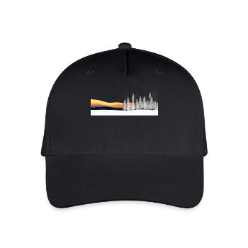 Wintersonnenuntergang Waldsilhouette Winter Sunset - Kinder Bio Basecap - Schwarz - Vorne