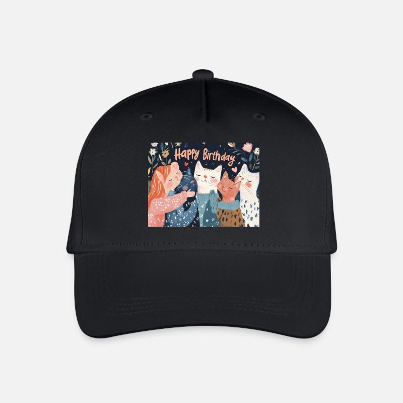 Happy Birthday cats - Kinder Bio Basecap - Schwarz