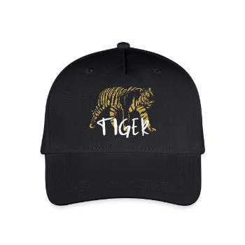 Wilder Tiger, Altmodisch, Abbildung - Kinder Bio Basecap - Schwarz - Vorne