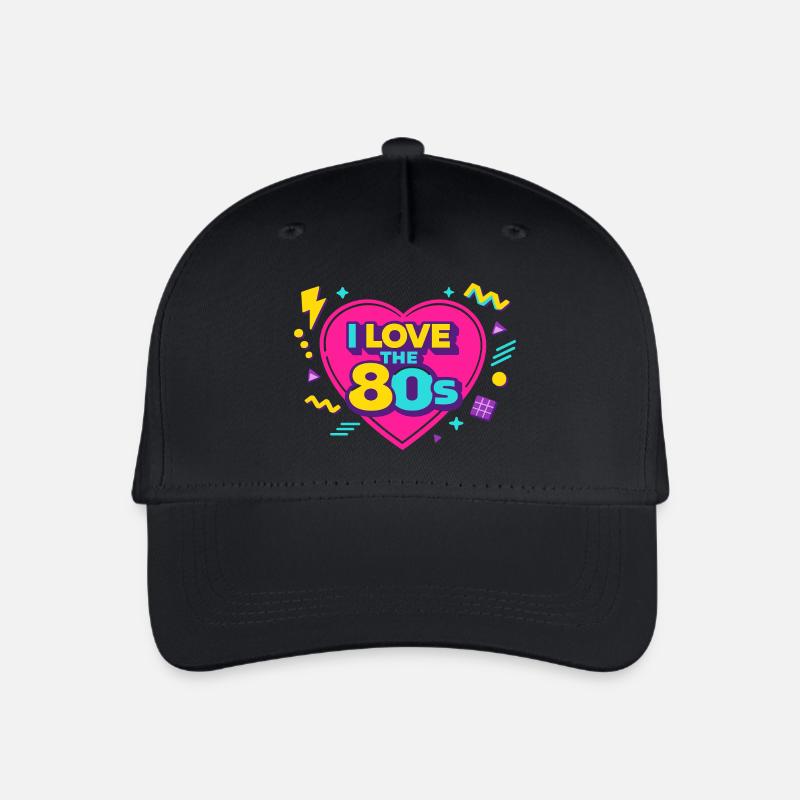 80er Retro Herz Neon Design - Kinder Bio Basecap - Schwarz