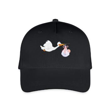 Storch mit Baby - Kinder Bio Basecap - Schwarz - Vorne