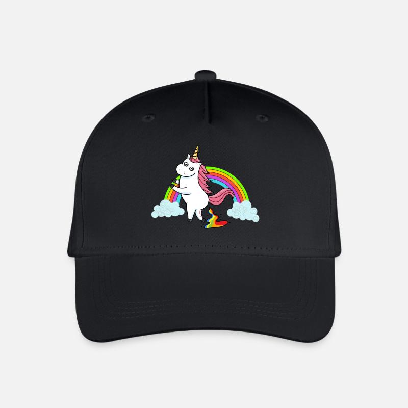 Pooping unicorn rainbow - Organic Kids’ Baseball Cap - black