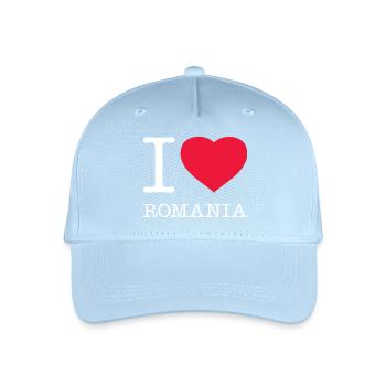 I LOVE ROMANIA Rumänien - Kinder Bio Basecap - Hellblau - Vorne