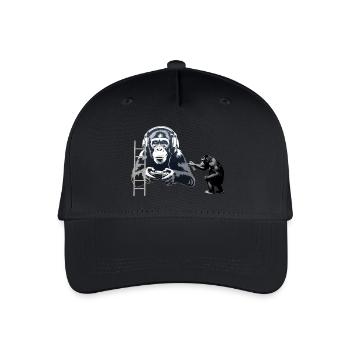 GRAFFITI BANKSY STYLE - CHIMP PLAYING COMPUTER GAM - Organic Kids’ Baseball Cap - black - Front