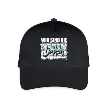 Wir sind die Brandmauer, Gegen Rechts, gegen Hetze - Kinder Bio Basecap - Schwarz - Vorne
